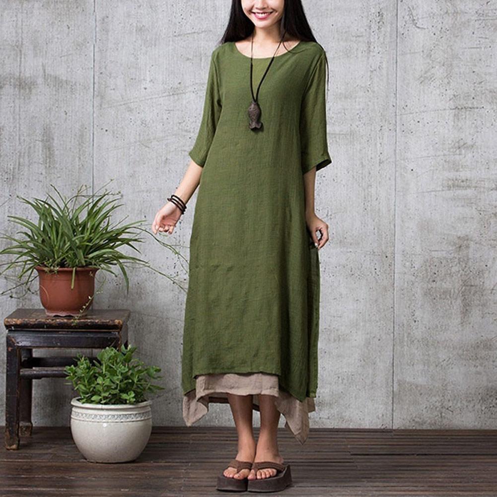 Buddha Trends Dress Army Green / XXL Oversized Layered Bohemian Dress