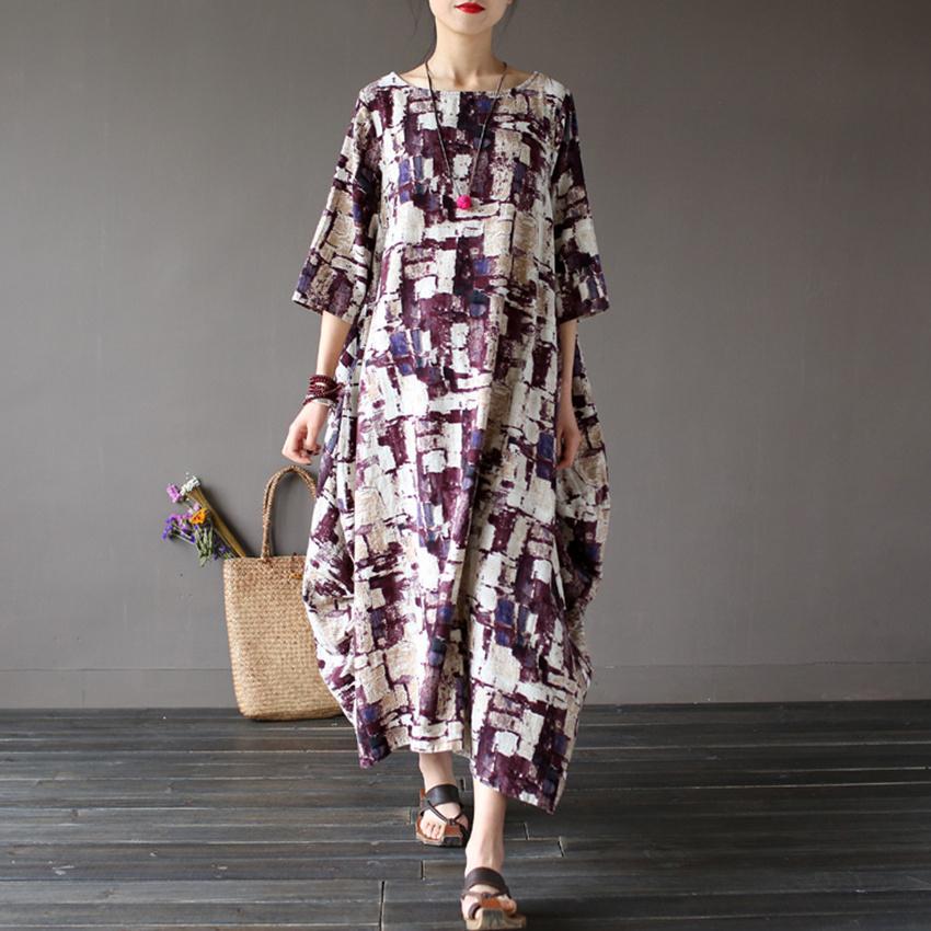 Buddha Trends Dress Art Inspired Cotton and Linen Maxi Dress