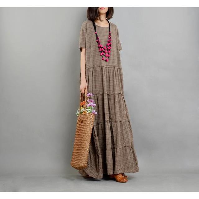 Buddha Trends Dress Beige / One Size Loose Cotton and Linen Dress | Nirvana