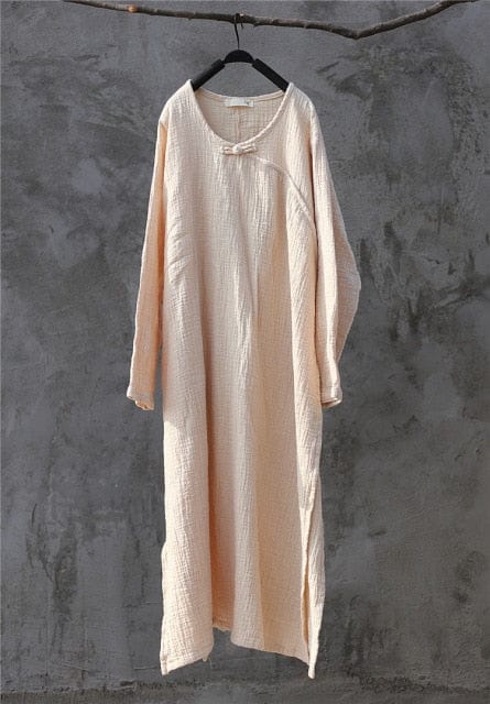 Buddha Trends Dress Beige / One Size Oversized Linen Maxi Dress  | Zen