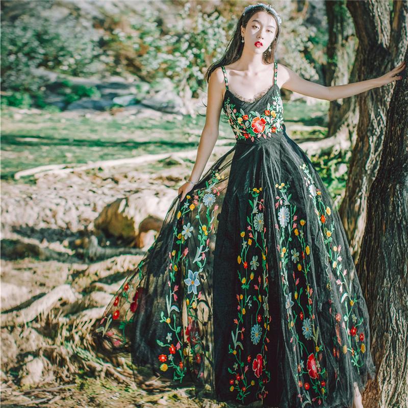 Black Floral Embroidered Dress | Mandala – Buddhatrends