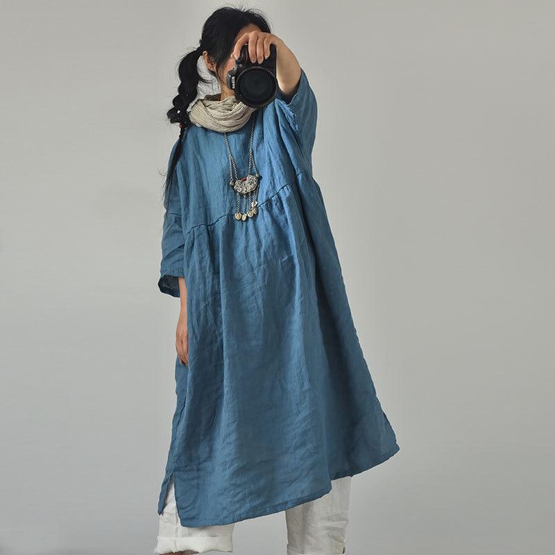 Buddha Trends Dress Blue / One Size Oversized Pleated Zen Robe