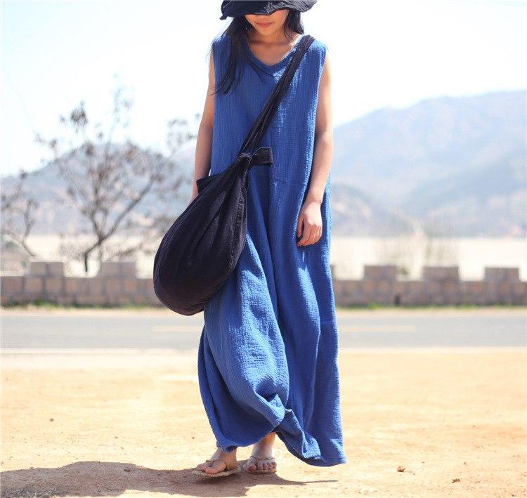 Buddha Trends Dress Blue / One Size Zen Casual Tank Maxi Dress  | Zen