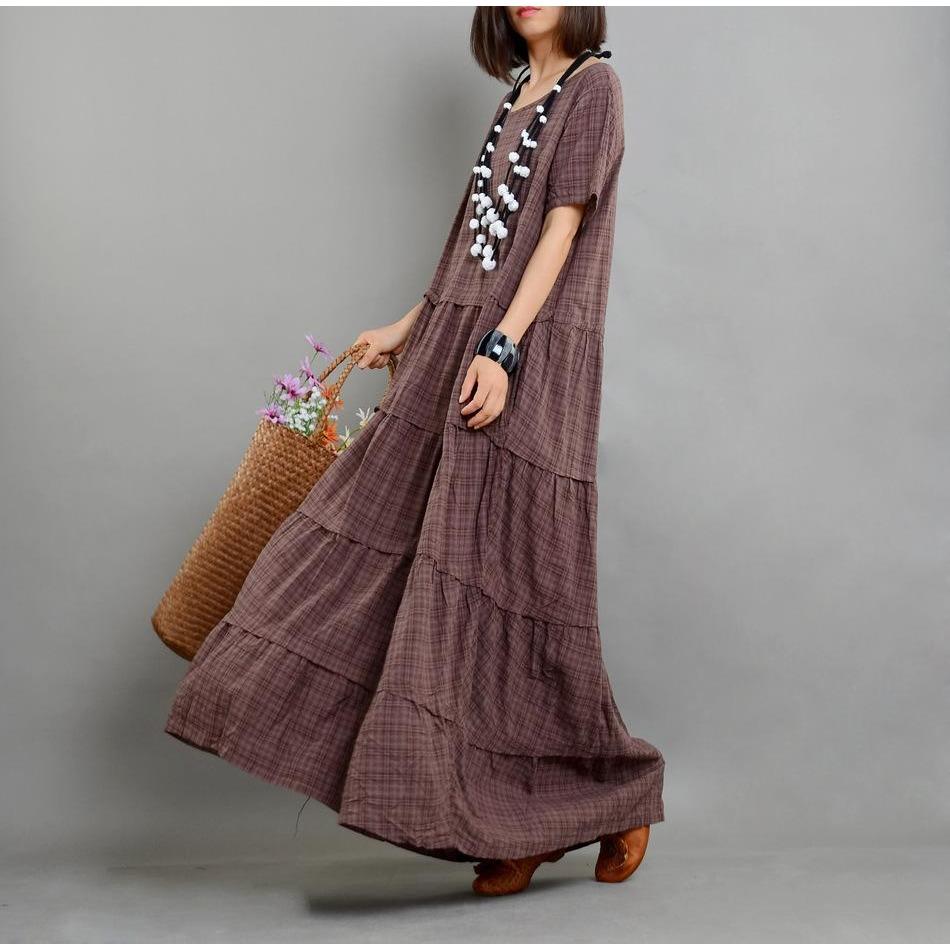 Buddha Trends Dress Brown / One Size Loose Cotton and Linen Dress | Nirvana