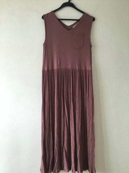 Buddha Trends Dress Brown / S Empire Cotton and Linen Maxi Dress