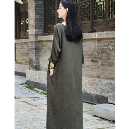 Buddha Trends Dress Casual Cotton Maxi Dress  | Zen