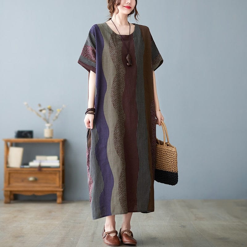 Buddha Trends Dress coffe / L Loose Oversized Midi Dress  | Zen