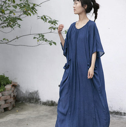 Buddha Trends Dress Cotton and Linen Loose T-Shirt Dress | Lotus