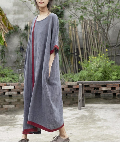 Buddha Trends Dress Cotton Linen Asymmetrical Midi Dress | Lotus