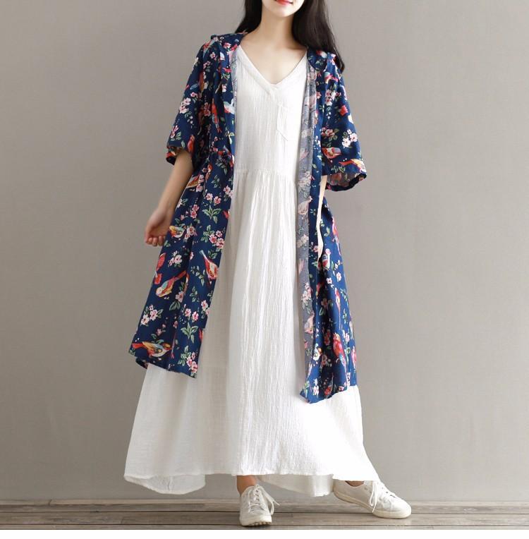 Buddha Trends Dress Empire Cotton and Linen Maxi Dress