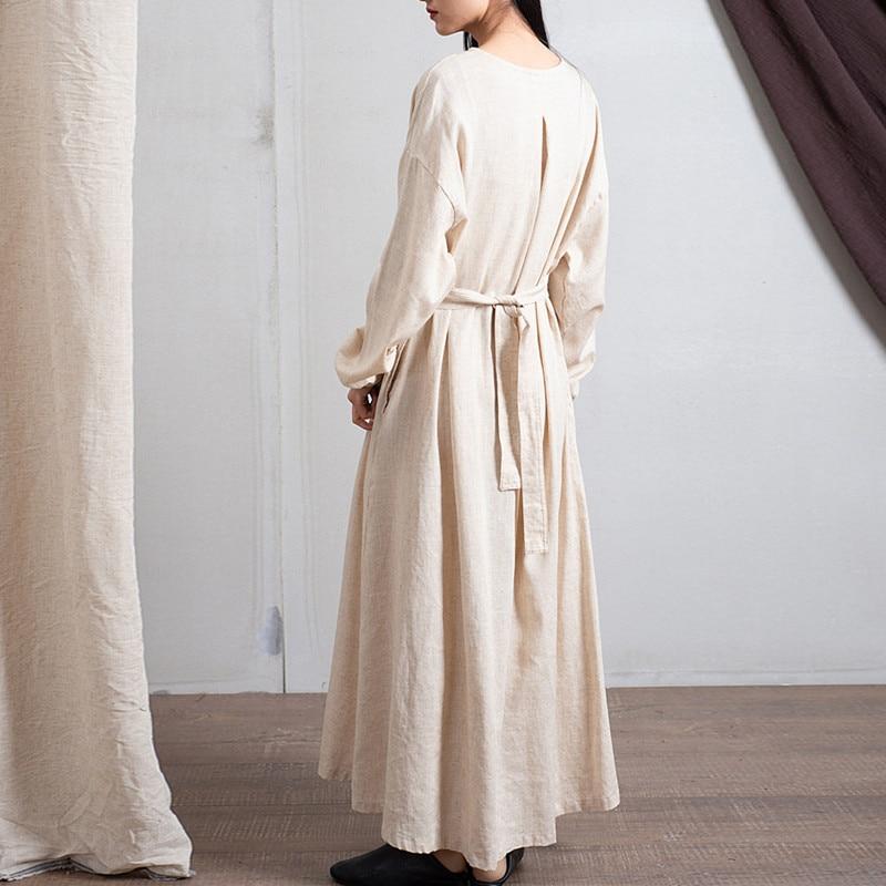 Buddha Trends Dress Empire Waist Cotton Linen Casual Dress  | Zen