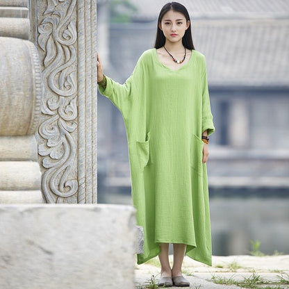 Buddha Trends Dress Green / One Size Oversized Loveleen Dress  | Zen