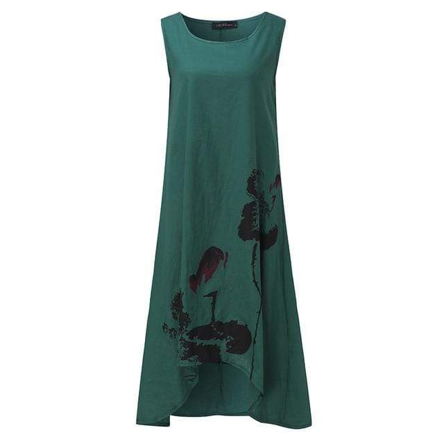 Buddha Trends Dress Green / S Floral Lily Sun Dress