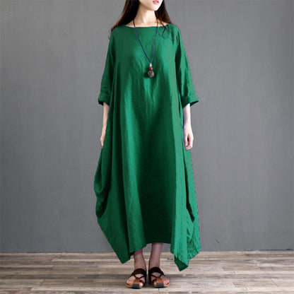 Buddha Trends Dress Green / XXL Asymmetrical Oversized Maxi Dress