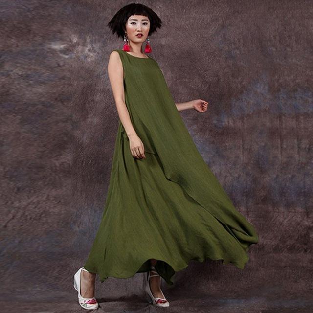 Buddha Trends Dress Green / XXXL Gypsy Soul Flowy Sundress