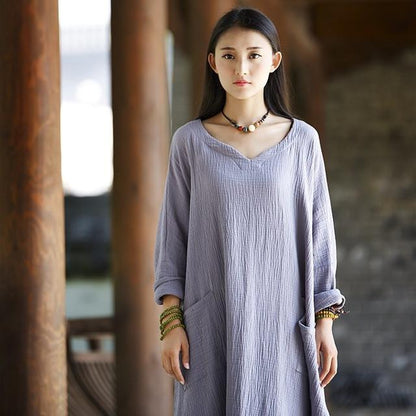 Buddha Trends Dress Grey / One Size Oversized Loveleen Dress  | Zen