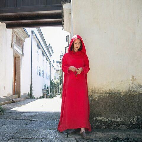 Hooded Linen Dress | Buddhatrends Hooded Linen Dress | Buddhatrends