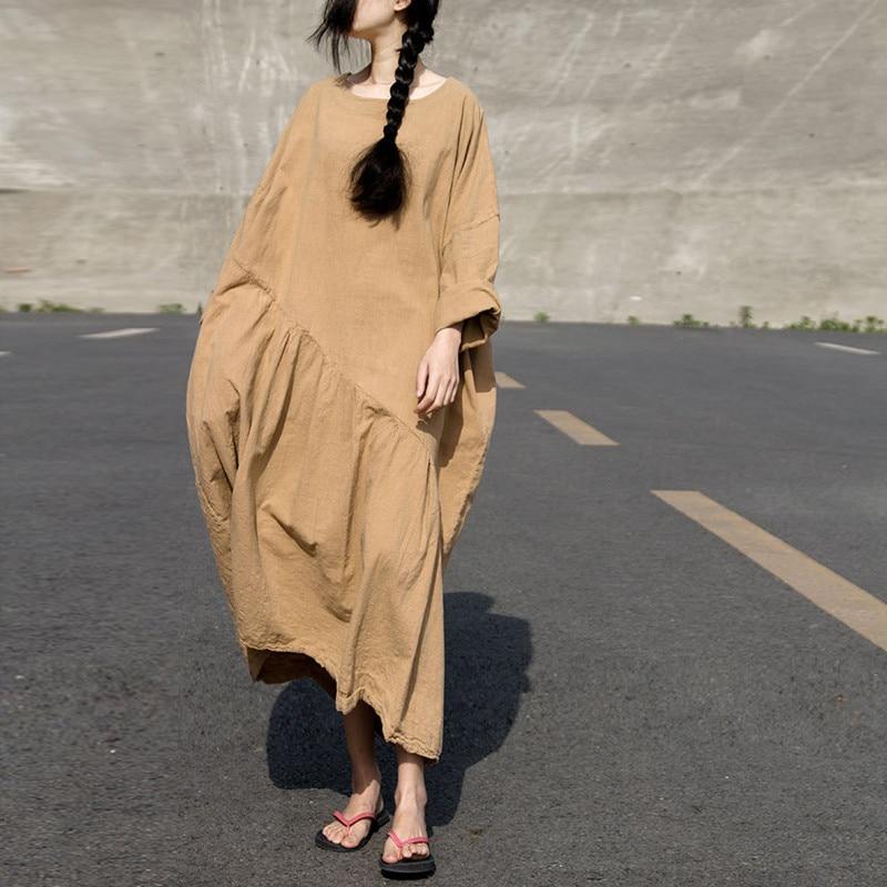 Buddha Trends Dress Long Sleeve Oversized Linen Maxi Dress | Lotus