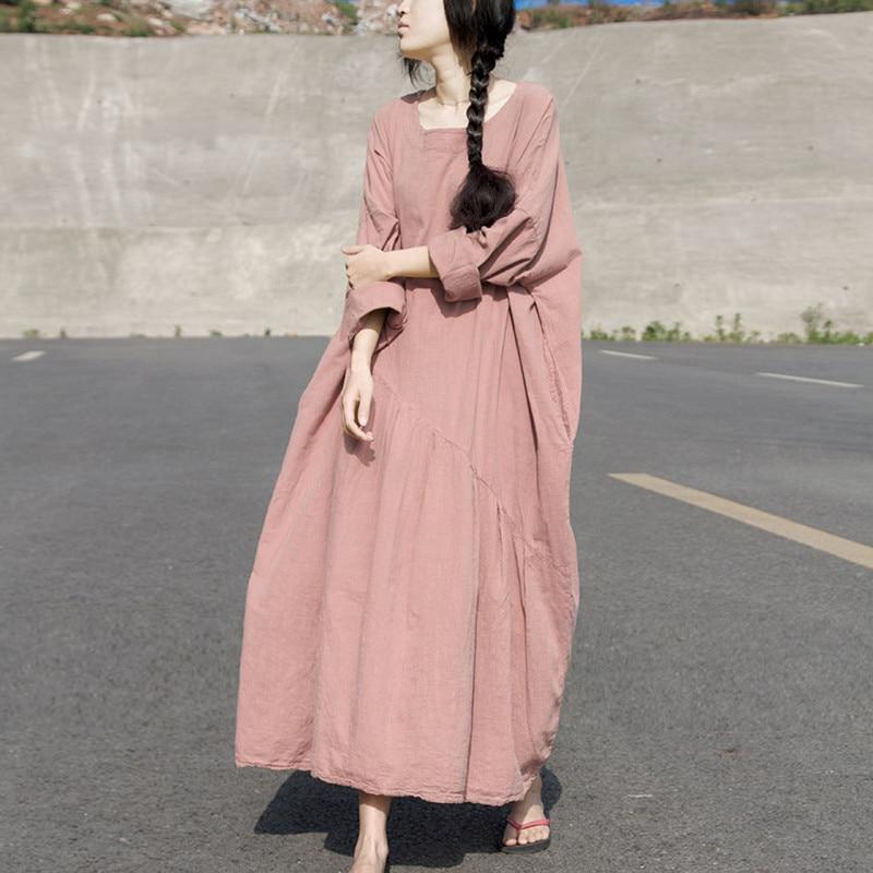 Long Sleeve Oversized Linen Maxi Dress | Lotus – Buddhatrends