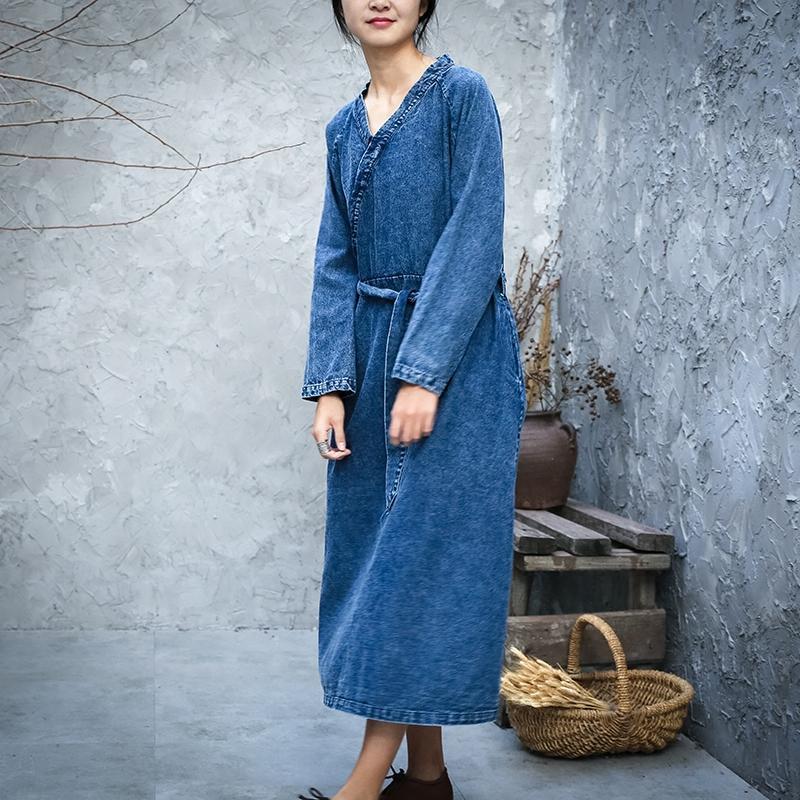 Loose A-line Vintage Denim Dress  | Zen