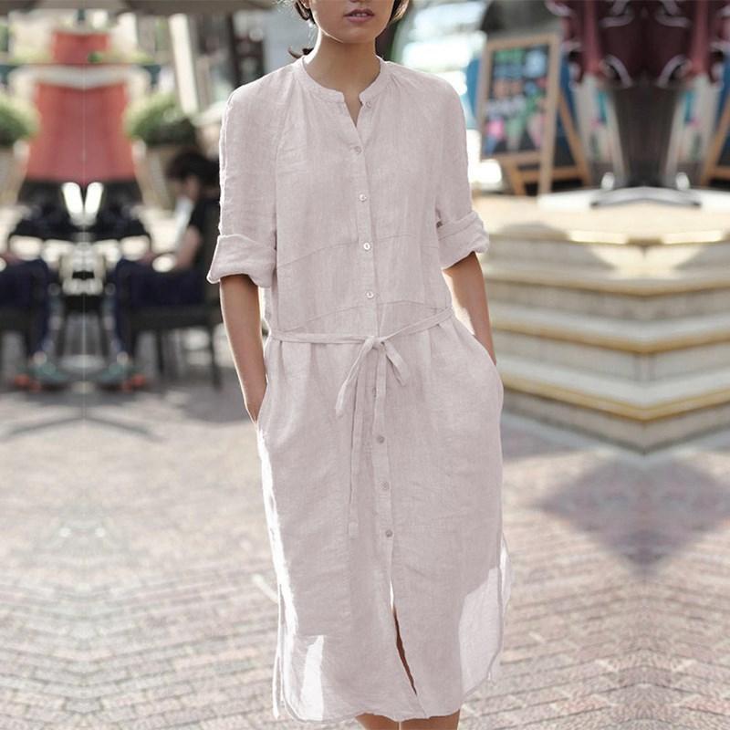 Buddha Trends Dress Loose Cotton Shirt Dress  | Zen