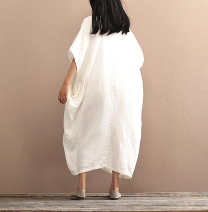 Buddha Trends Dress Loose Pure Colors Cotton Linen Maxi Dress  | Zen