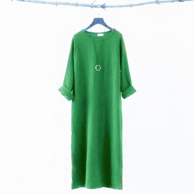 Buddha Trends Dress Mint Green / L Loose Fluid Linen Dress | Zen