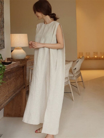 Buddha Trends Dress Natural Asymmetry Cotton Linen Dress  | Zen