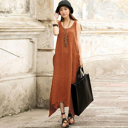 Buddha Trends Dress Orange / S Casual Sleeveless Maxi Dress  | Zen