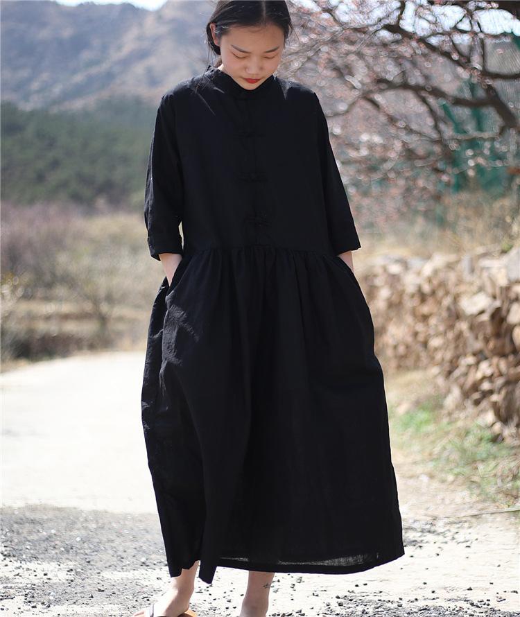 Buddha Trends Dress Oversized Linen Midi Dress  | Zen