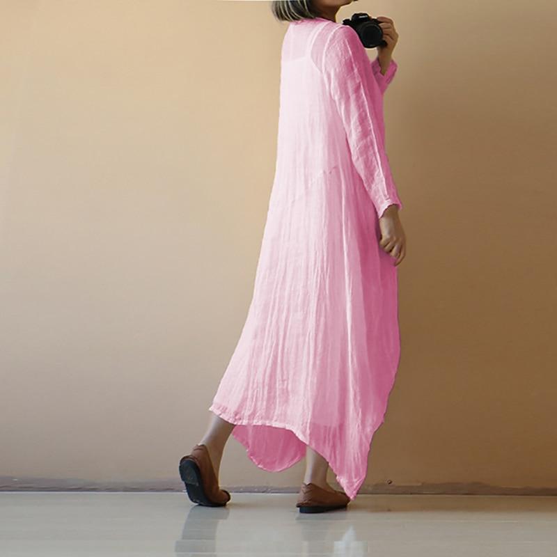 Buddha Trends Dress Pink / S Pure Color Shana Loose Midi Long Dress | Zen