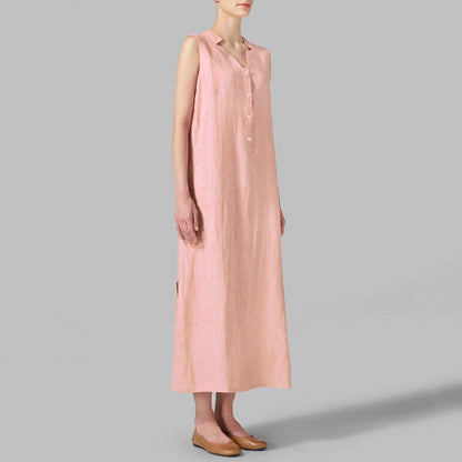 Buddha Trends Dress Pink / XXL Zen Aesthetics V Neck Sleeveless Dress  | Zen