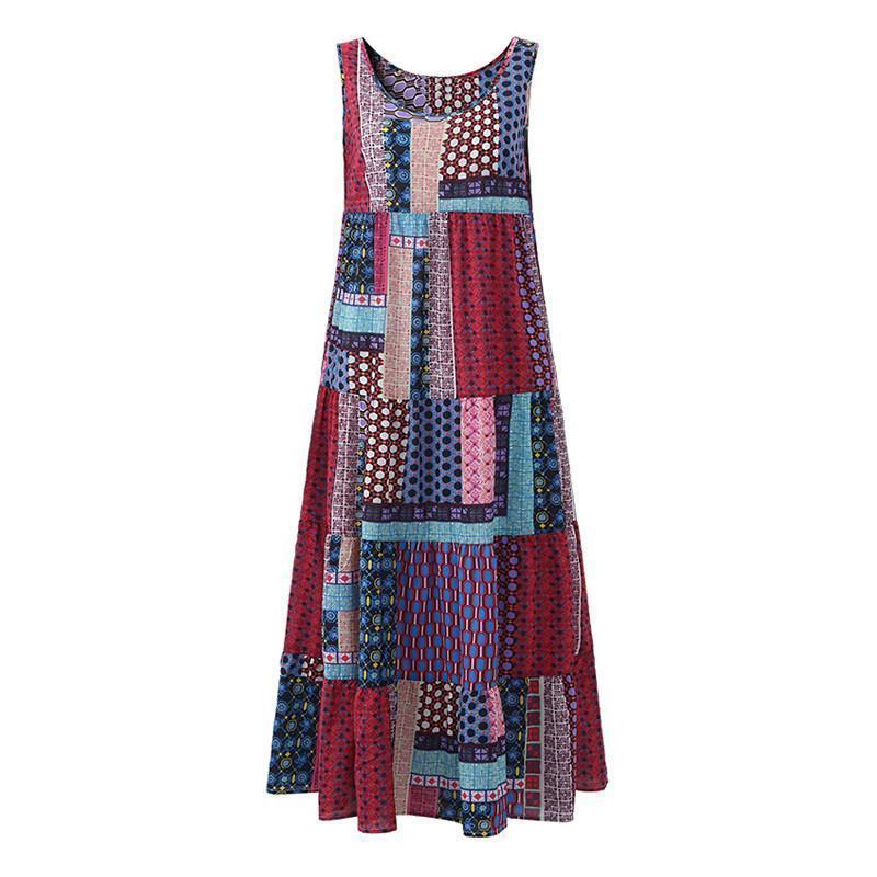 Loose Patchwork Print Sleeveless Hippie Dress – Buddhatrends