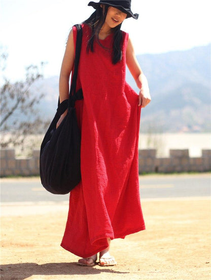 Buddha Trends Dress Red / One Size Zen Casual Tank Maxi Dress  | Zen