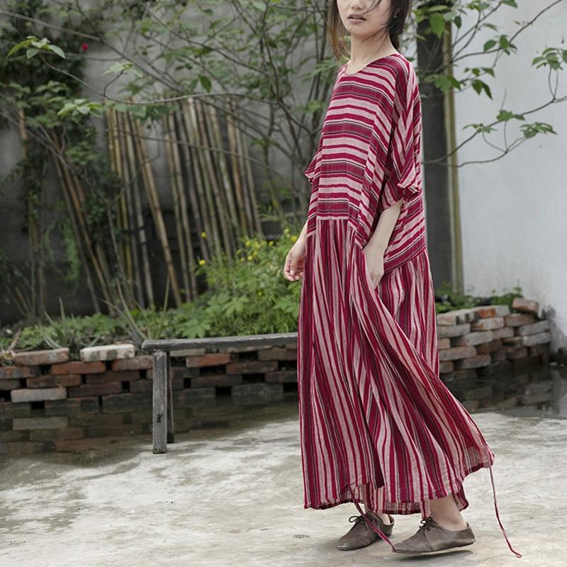 Red Stripes Cotton Maxi Dress | Lotus – Buddhatrends