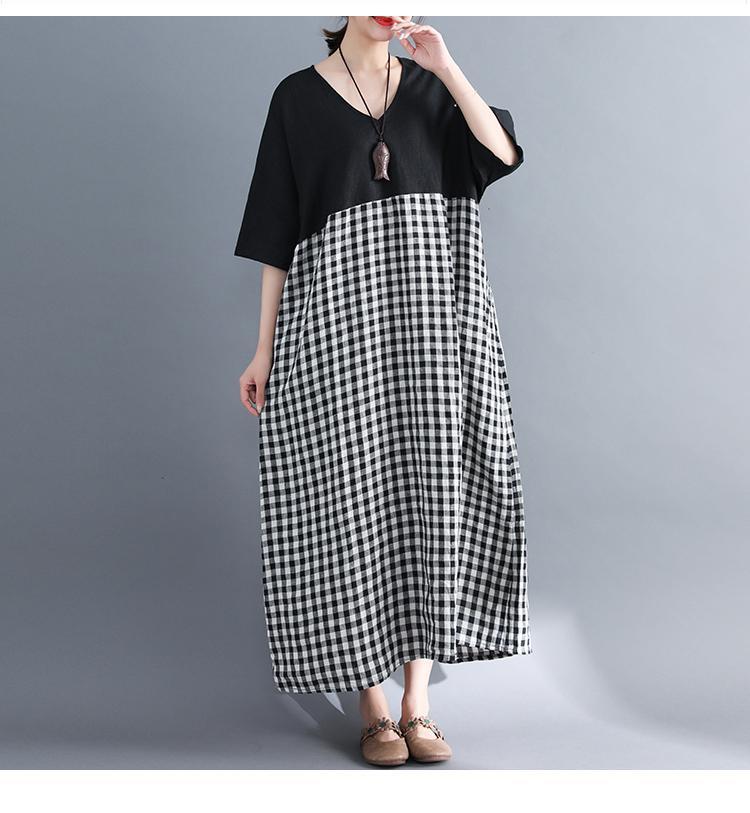 Buddha Trends Dress Scottish Valley Black and White Plaid Dress