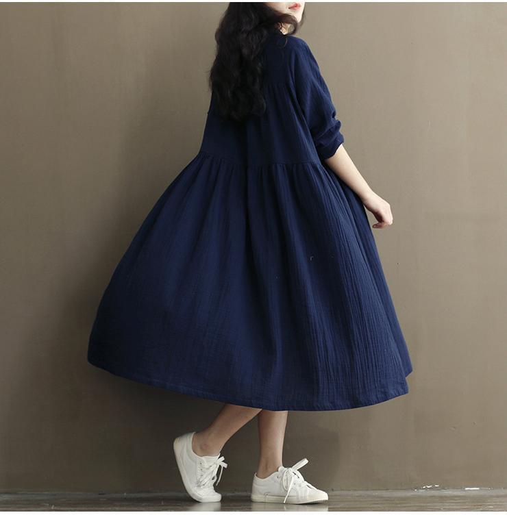 Vintage Casual Cotton Linen Dress  | Zen