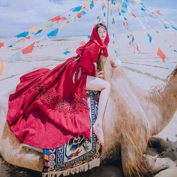 Vintage Gypsy Red Maxi Dress