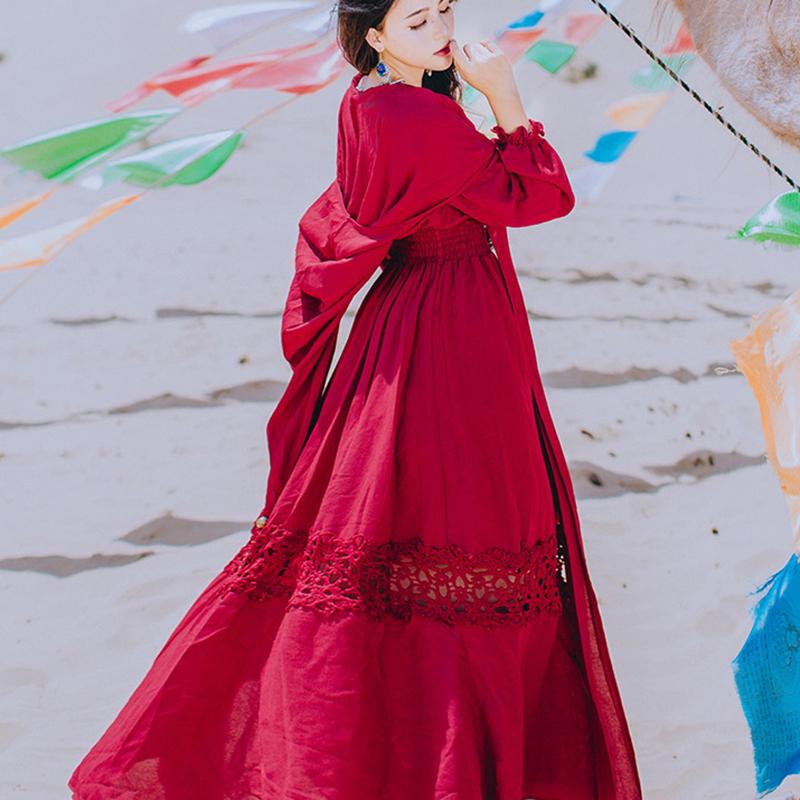 Vintage Gypsy Red Maxi Dress | Mandala Buddhatrends Vintage Gypsy Red Maxi Dress | Mandala Buddhatrends