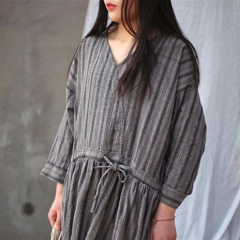 Vintage V Neck Striped Dress  | Zen