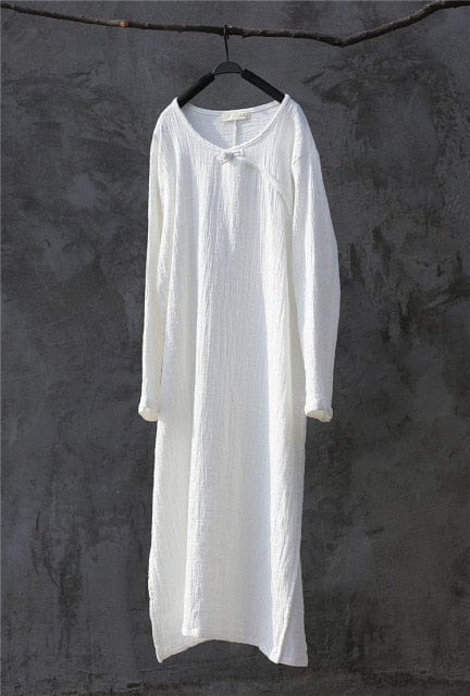 Buddha Trends Dress white / One Size Oversized Linen Maxi Dress  | Zen