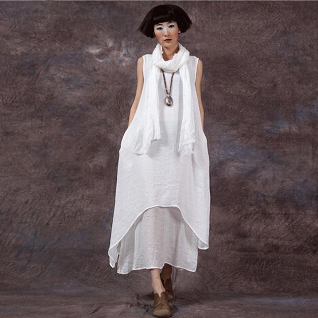 Buddha Trends Dress White / XXXL Gypsy Soul Double Layered Sundress  | Zen