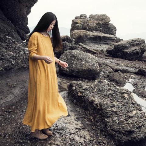 Buddha Trends Dress Zen Casual Plus Size Linen Dress | Zen