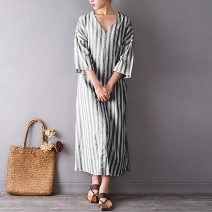 Zen Garden Striped Maxi Dress  | Zen