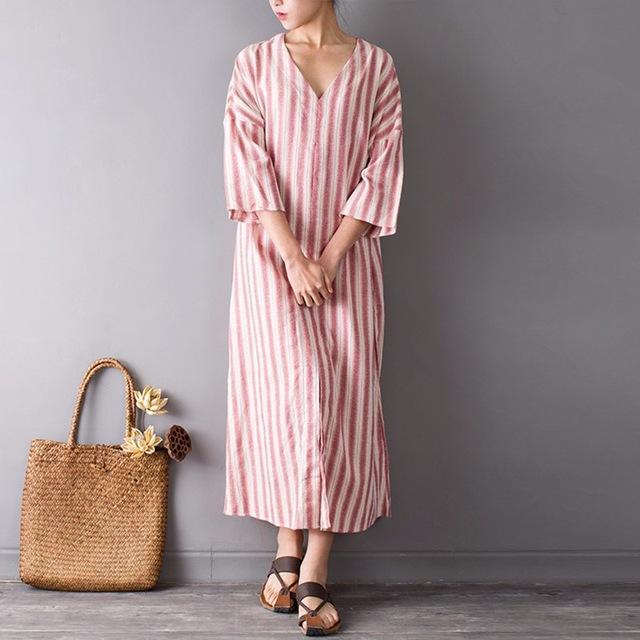 Zen Garden Striped Maxi Dress  | Zen