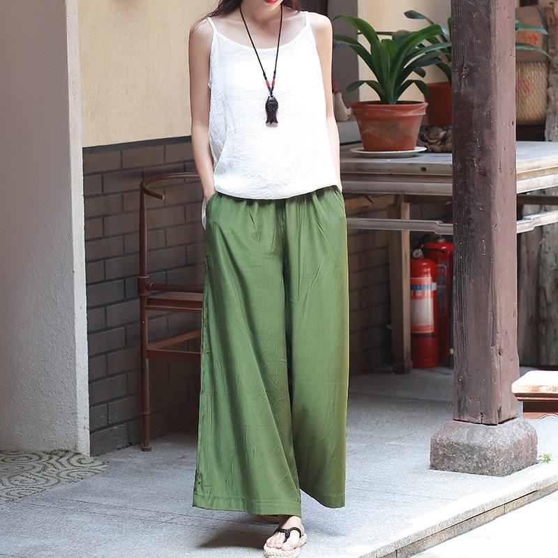 Buddha Trends Elastic Waist Wide Leg Palazzo Pants  | Zen