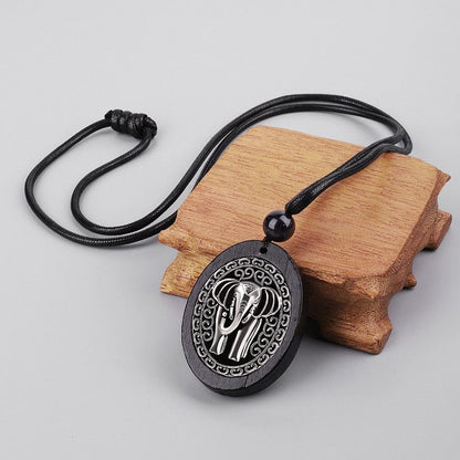 Buddha Trends Elephant Wooden Pendant Necklace