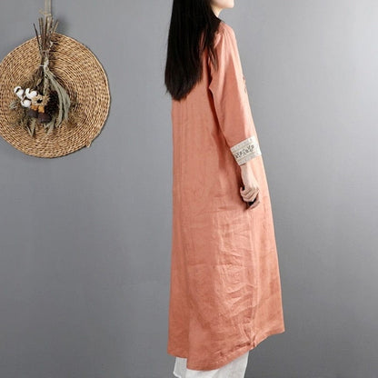 Buddha Trends Fall Cotton Linen Chinese Dress