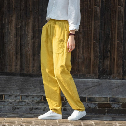 Buddha Trends Ginger / One Size Casual Zen Cotton Linen Pants  | Zen