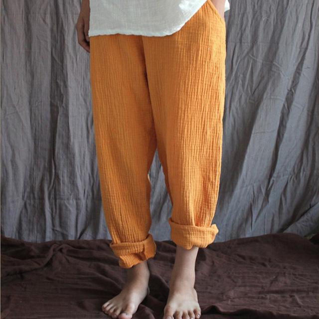 Buddha Trends Gold / M Cotton And Linen Pants  | Zen